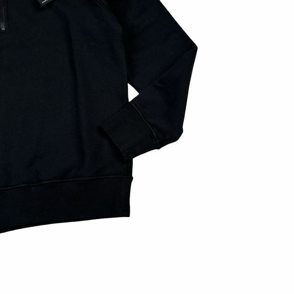 Stone Island 2022 Black Cotton Quarter Zip Crewneck Sweatshirt - Small