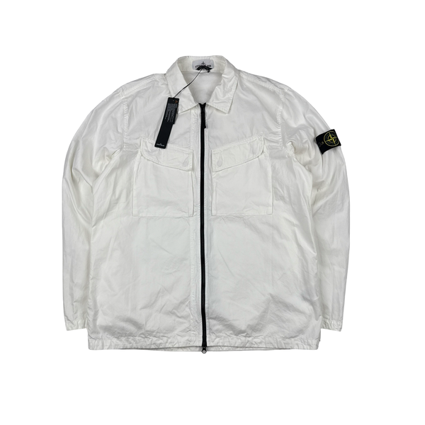 Stone Island 2022 White Brushed Cotton Zipped Overshirt - XL