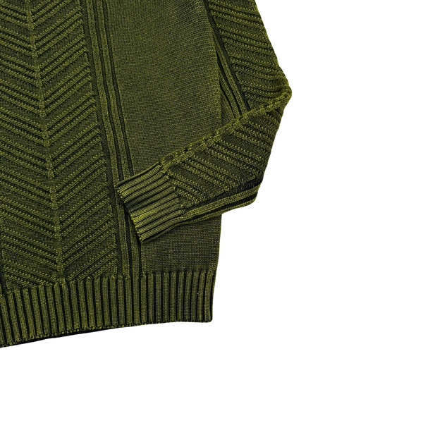 Stone Island 2016 Green Patterned Wool Knit Crewneck Jumper - Large