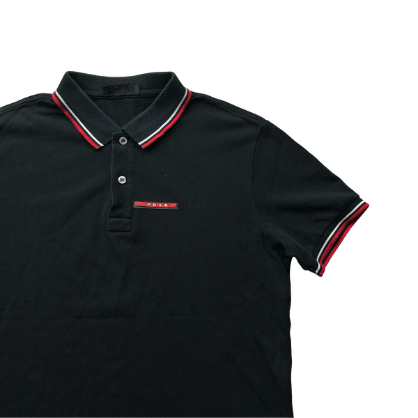 Prada Black Cotton Polo - Large