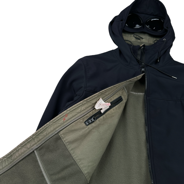 CP Company Black Fleece Lined Soft Shell Goggle Jacket - Medium