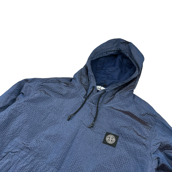 Stone Island 2020 Periwinkle 3D Effect Nylon Metal Poplin Pullover Hoodie - Small