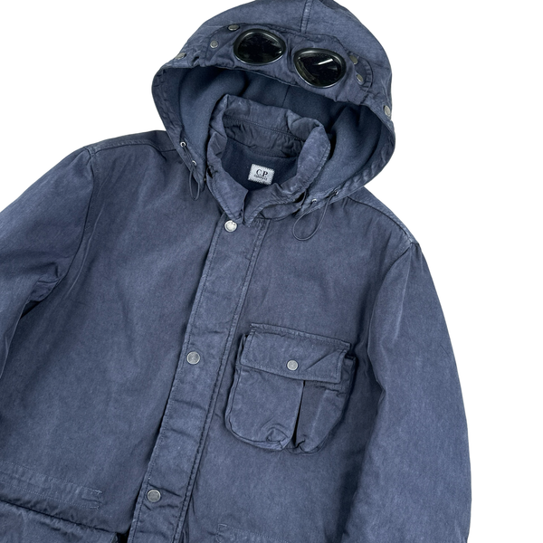 CP Company Goggle Navy Quilted Lined Multi Pocket Jacket - XL