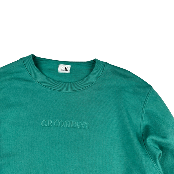 CP Company Teal Spellout Crewneck Sweatshirt - Small