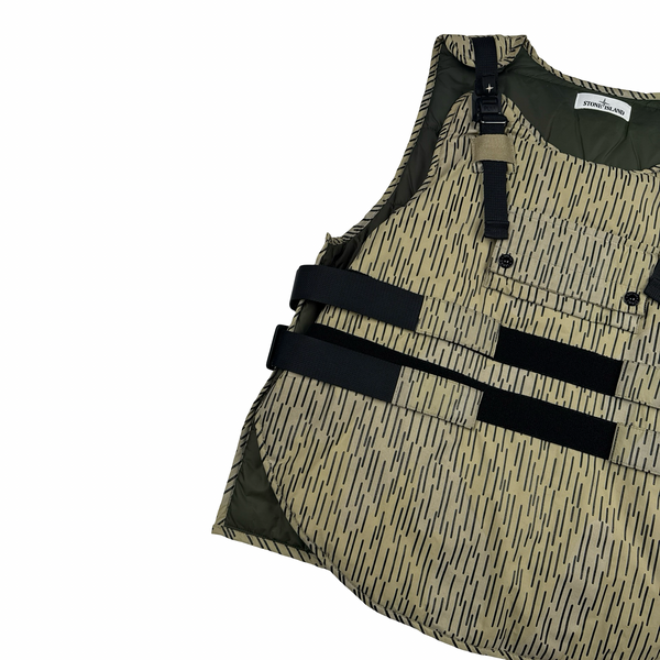 Stone Island 2021 Rain Camo Reflective Spellout Padded Utility Vest - Large
