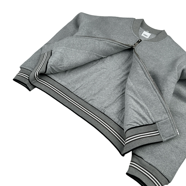 Burberry Thick Heavyweight Grey Spellout Zipped Jumper - Medium