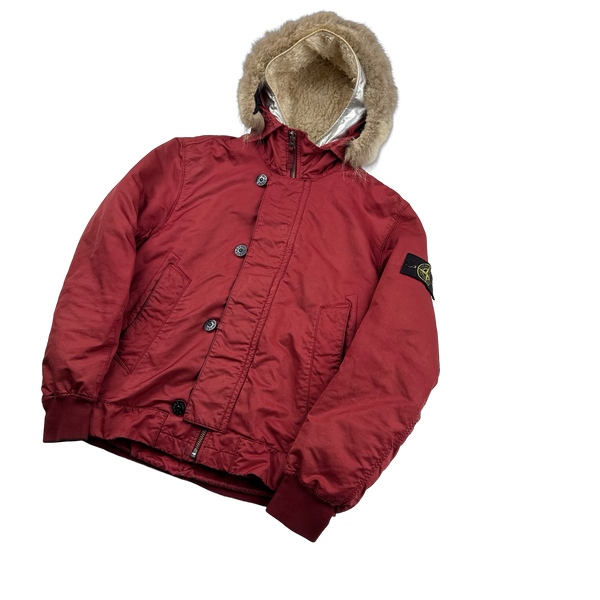 Stone Island 2015 Silver Sherling Liner Fur Hood David TC Jacket - Medium