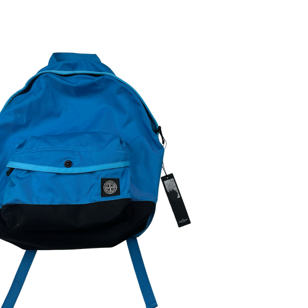 Stone Island Blue Spellout Compass Backpack