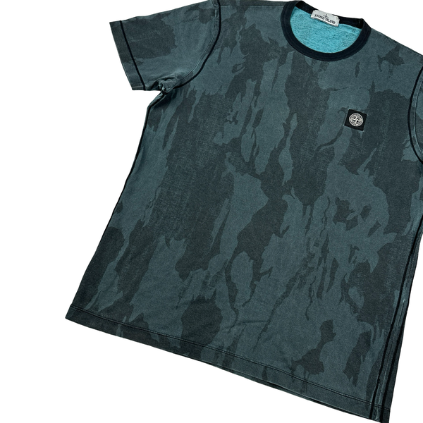 Stone Island Navy Flowing Camo Printed T Shirt - XXL