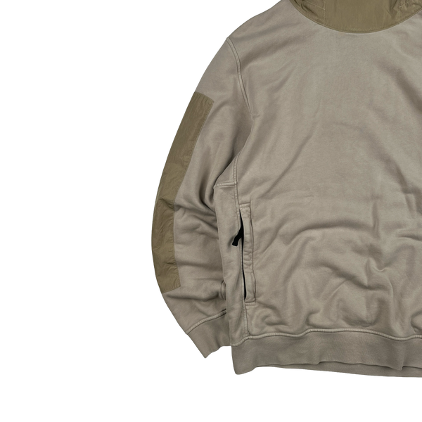 Stone Island 2023 Beige Cotton Nylon Panel Hood Jumper - Large