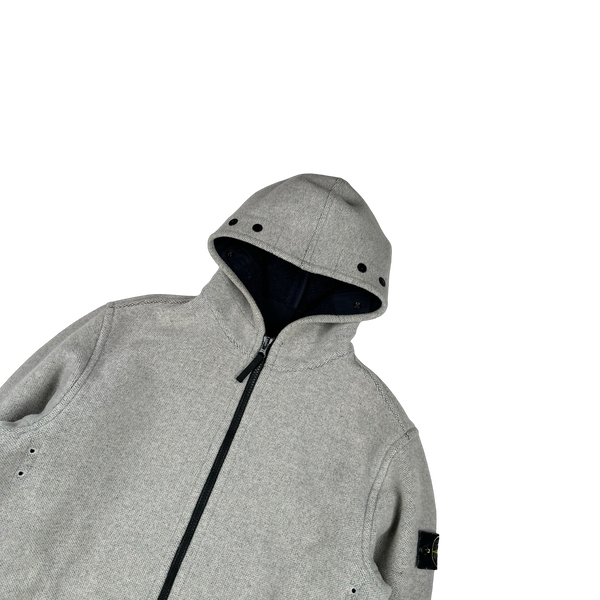 Stone Island 2020 Grey Panno Jaquard Wool Long Jacket - Large