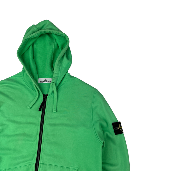 Stone Island 2022 Green Cotton Zipped Hoodie - Medium