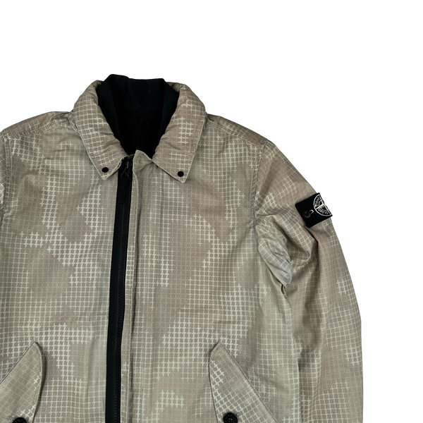 Stone Island 2017 Grid Check Camo Ice Long Jacket - Medium