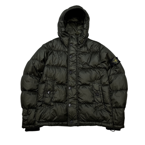 Stone Island Dark Khaki Garment Dyed Puffer Jacket  - Medium