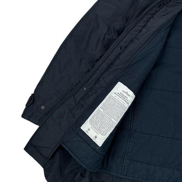 Stone Island Micro Reps Navy Primaloft Lined Long Jacket - Medium