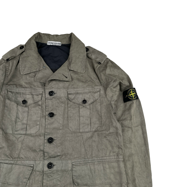 Stone Island 2006 Brown Lino Flax Collared Jacket - Medium