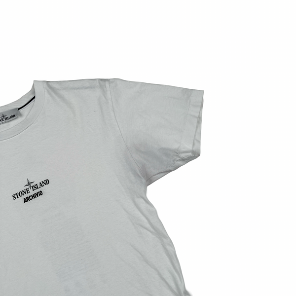 Stone Island 2023 White Archivio Lino Watro Printed T-Shirt - Small