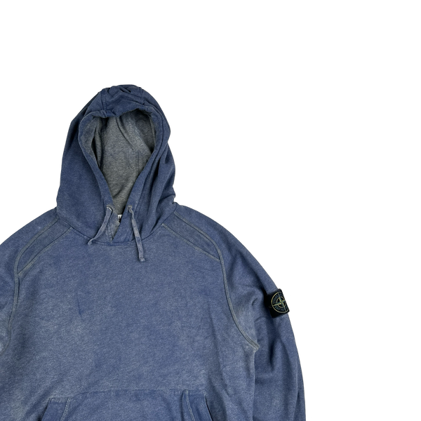 Stone Island 2021 Blue Cotton Dust Treatment Hoodie - Medium