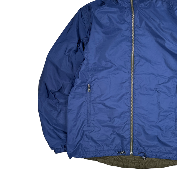 Prada Blue/Khaki Red Tab Reversible Nylon Windbreaker Jacket - XL