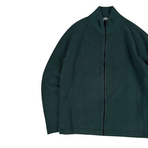 Stone Island 2023 Pine Green Ribbed Zipup Jumper - Large