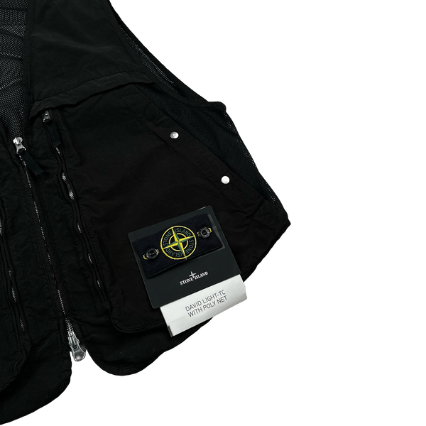 Stone Island 2024 Black David Light-TC Poly Net Gilet - Large