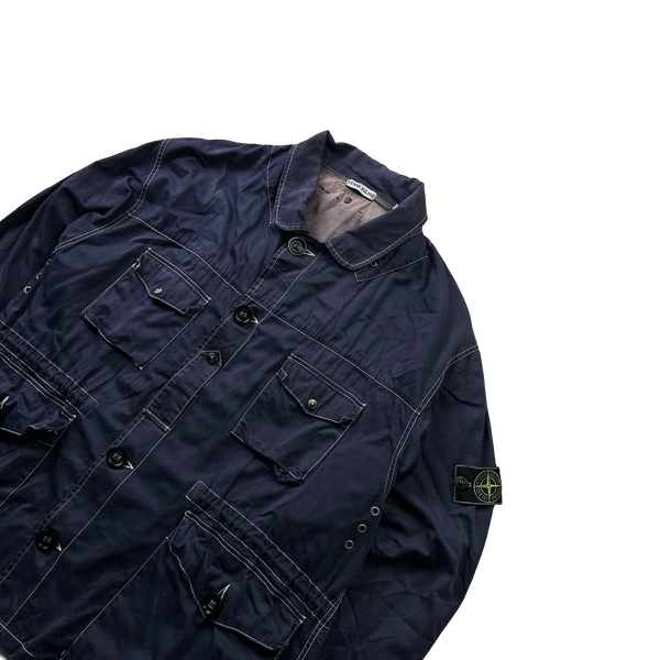 Stone Island Vintage 80s Green Edged Contrast Navy Stitch Field Jacket - XL
