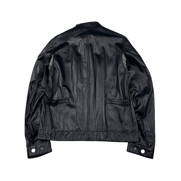 Belstaff Black Multi Pocket Leather Zipped Lightweight Jacket - XL