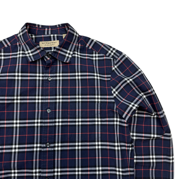 Burberry Navy Nova Check Button Up Shirt Small