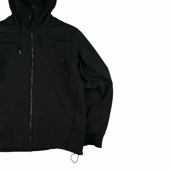 CP Company Black Soft Shell R Goggle Hooded Zipped Jacket - 3XL