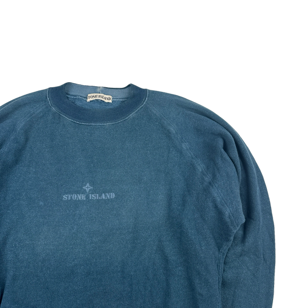 Stone Island 1990s Vintage Blue Spellout Pullover - Medium