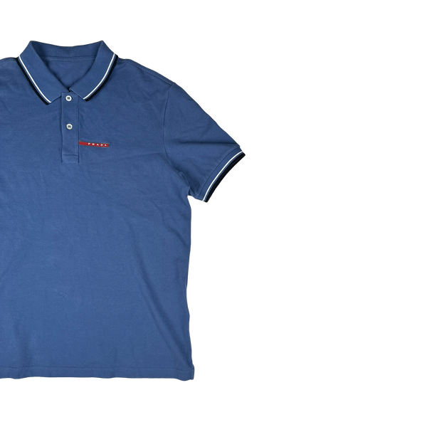 Prada Blue Cotton Polo Shirt -XL