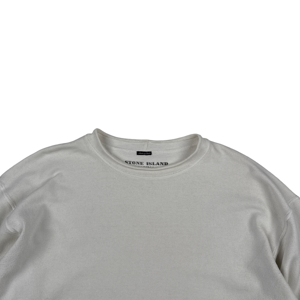 Stone Island Marina Vintage Green Edge White Mock Neck Jumper - XL