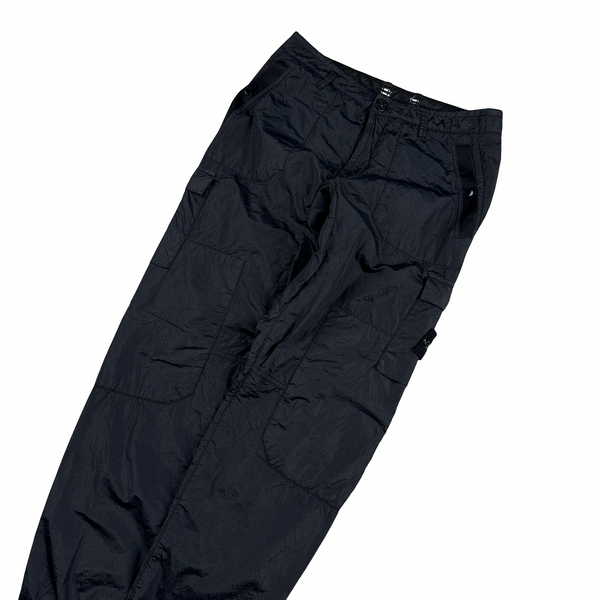 Stone Island Black Seersucker Nylon Rip Stop Cargo Trousers - Medium