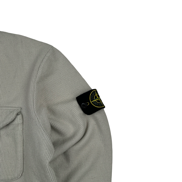 Stone Island 2001 Light Grey Wool Blend Vintage Ribbed High Neck Jumper - Medium