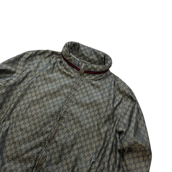 Gucci Monogram Zipped Silk Jersey Lined Jacket - Medium