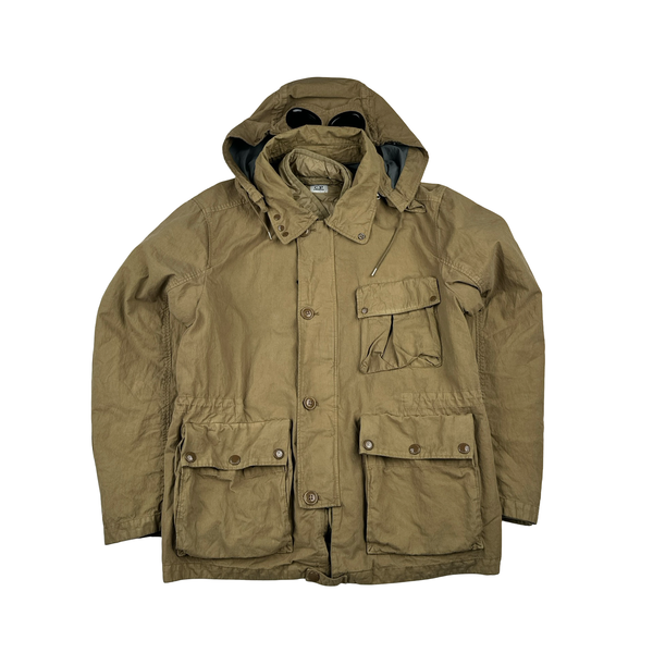 CP Company 50 Fili Down Filled Brown Goggle Jacket - Small
