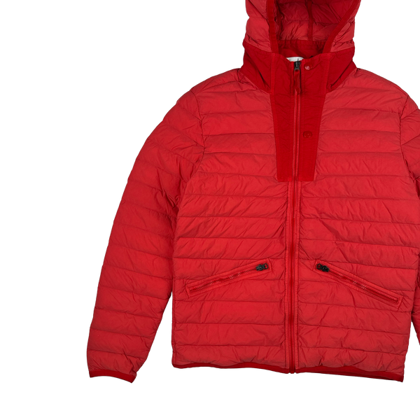 Stone Island 2019 Red Loom Woven Down Chambers Stretch Nylon TC Jacket - Medium