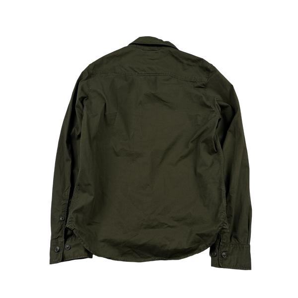 CP Company Khaki Green Cotton Zipped Overshirt - XS