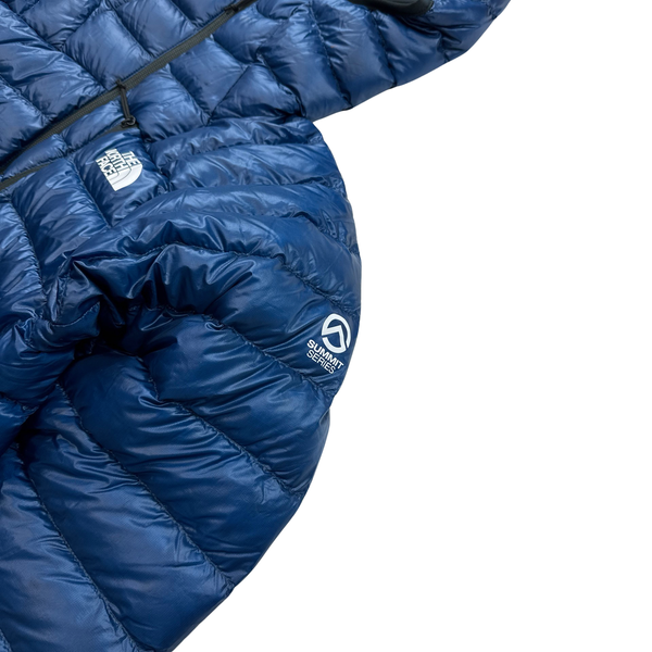 North Face Blue Summit Series 800 Down Hooded Puffer Jacket - Small
