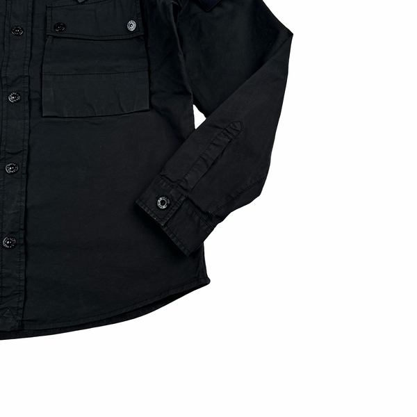 Stone Island 2023 Black Buttoned Cotton Overshirt - Small