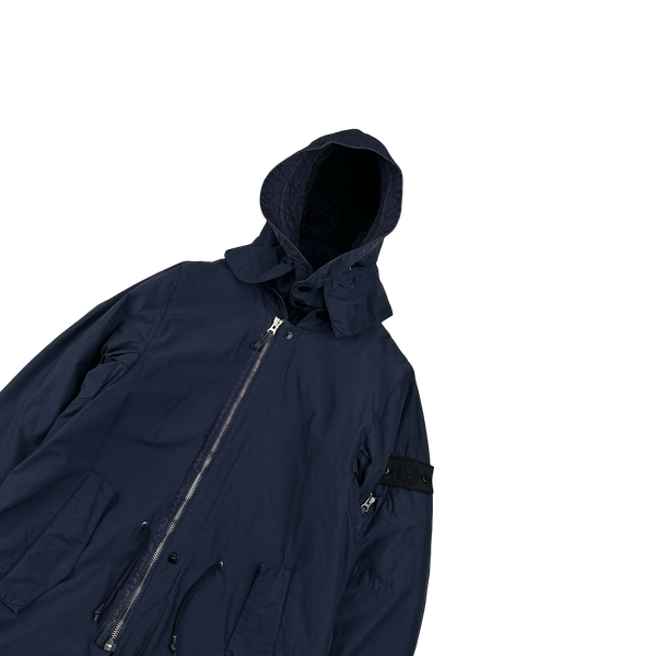 Stone Island 2013 Shadow Project Navy Quilted Fishtail Long Parka Jacket - Medium