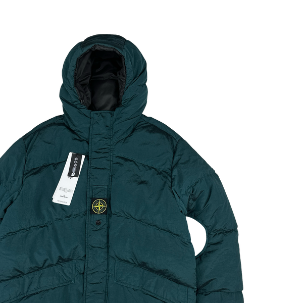 Stone Island 2023 Sea Green Reversible Nylon Metal Down Centre Badge Puffer Jacket - Large