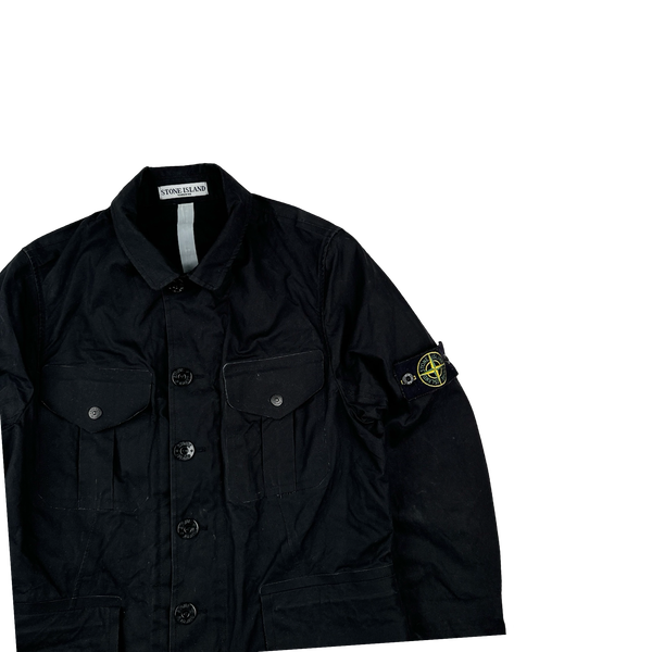 Stone Island 2007 Black Cotton Ventile Buttoned Blazer Jacket - Small