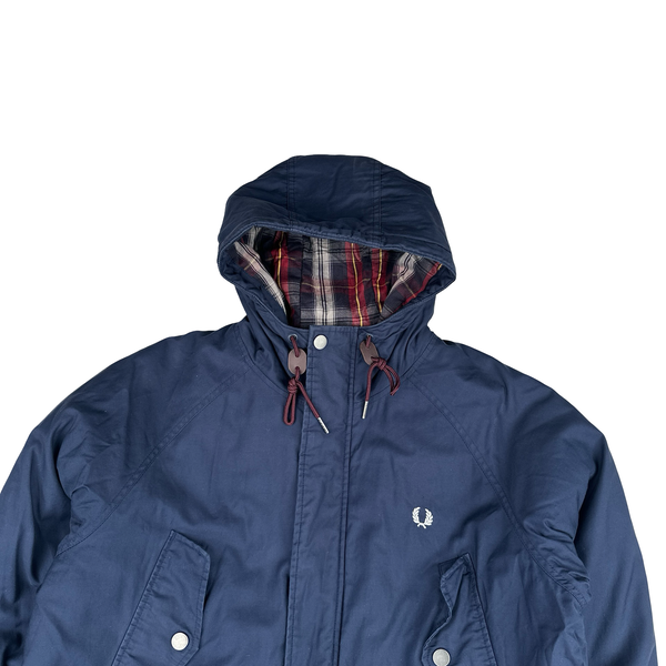 Fred Perry long line jacket Fred Perry Navy Long Quilted Multi