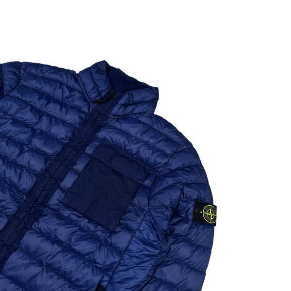 Stone Island 2018 Blue Micro Yarn Down Puffer Overshirt - XL