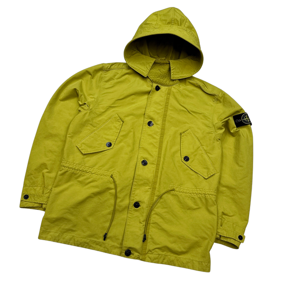 Stone Island Yellow David TC Garment Dyed Parka Jacket - Medium