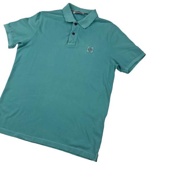 Stone Island 2022 Aqua Blue Cotton Polo Shirt - XL