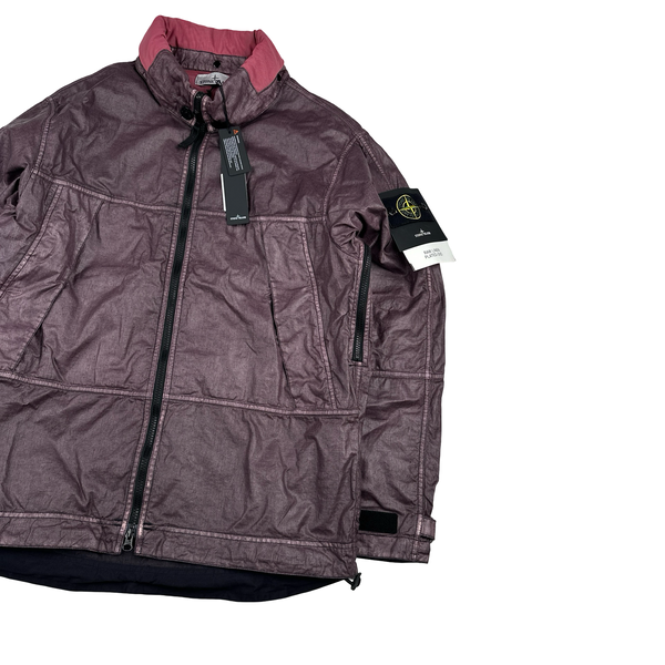 Stone Island 2025 Raw Linen Plated OVD Purple Zipped Jacket - Medium