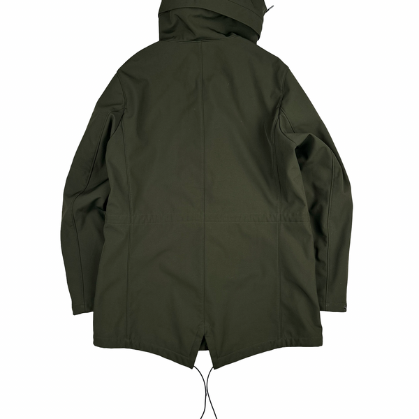 CP Company Khaki Fleece Lined Long Soft Shell Lens View Jacket - XL