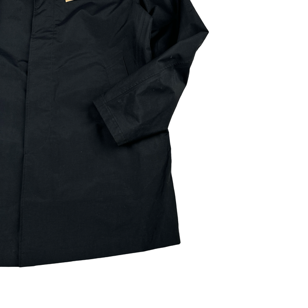 Ten C 3L Black Long Car Coat Buttoned Nylon Jacket - XXL